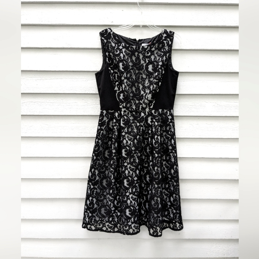 Calvin Klein Black and White Lace Dress